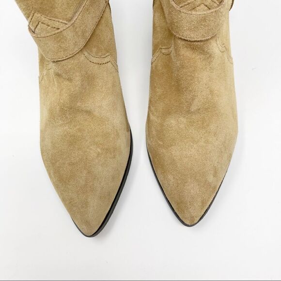 Bella Vita Suede Beige Western Booties 9 Wide - Picture 8 of 12